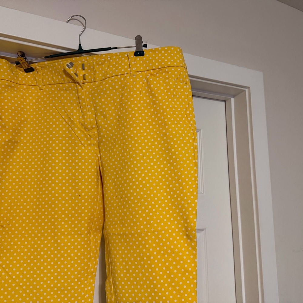New York & Company Yellow Polka Dot Capris